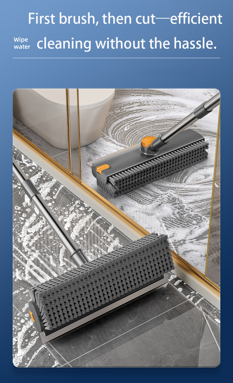 Floor Brush Toilet Bathroom Gap Brush Thickened Hard Bristle Bathroom Cleaning Brush Floor Gap Brush Dual-use for Scrubbing and Water Scraping