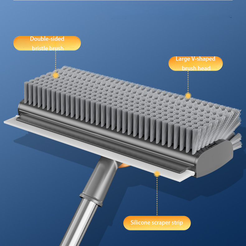 Floor Brush Toilet Bathroom Gap Brush Thickened Hard Bristle Bathroom Cleaning Brush Floor Gap Brush Dual-use for Scrubbing and Water Scraping