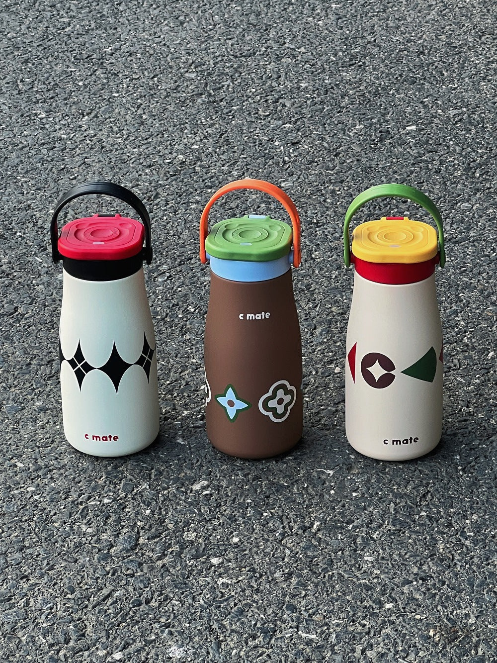 New Color-Block Geometric Milk Cup 316 Stainless Steel Insulated Cup Simple Portable Handle Cup Student Double Drinking Cup