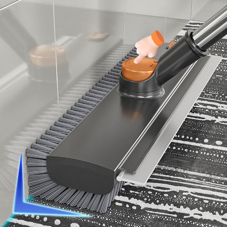 Floor Brush Toilet Bathroom Gap Brush Thickened Hard Bristle Bathroom Cleaning Brush Floor Gap Brush Dual-use for Scrubbing and Water Scraping