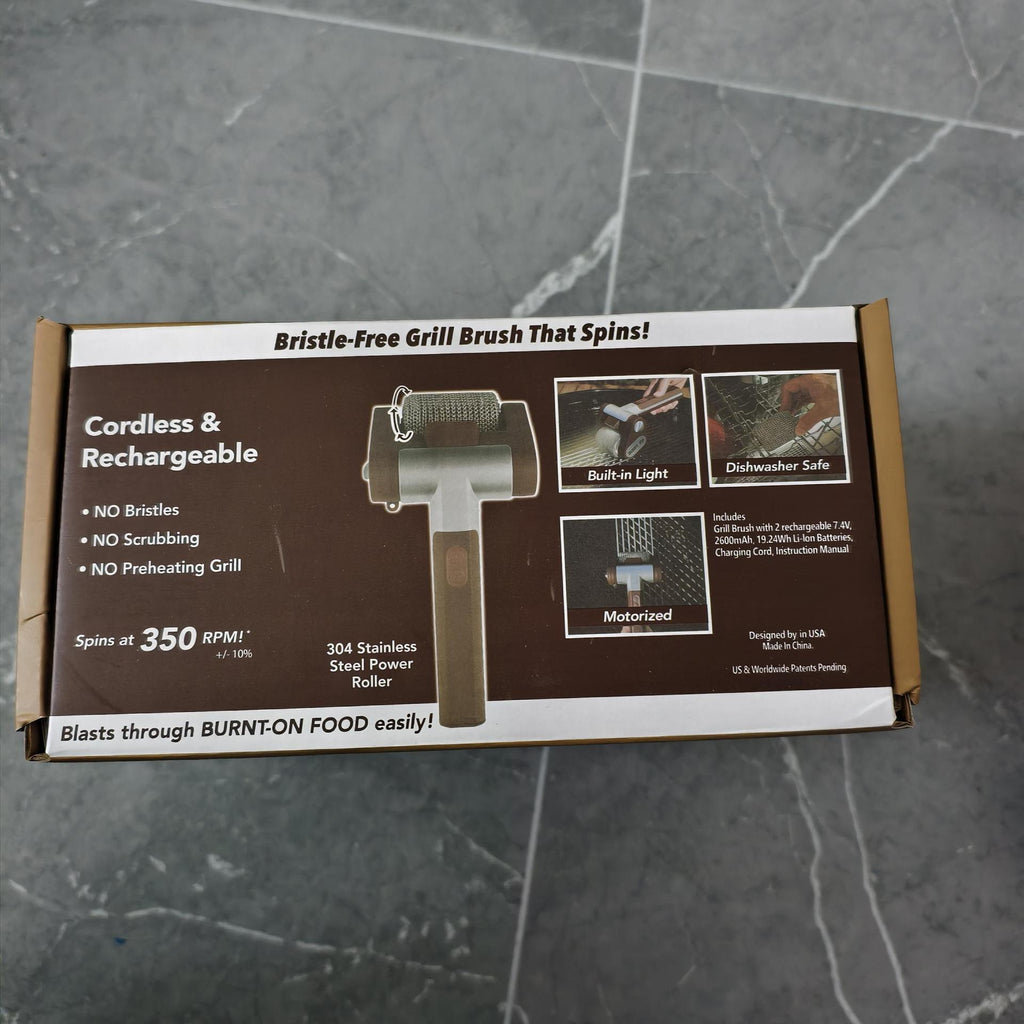 Cross-Border New Product Stainless Steel Roller BBQ Brush Rechargeable with Light Brushless Hair Removal Special Food-Grade Cleaner Brush