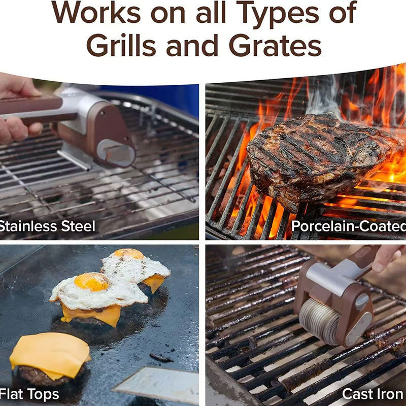 Cross-Border New Product Stainless Steel Roller BBQ Brush Rechargeable with Light Brushless Hair Removal Special Food-Grade Cleaner Brush