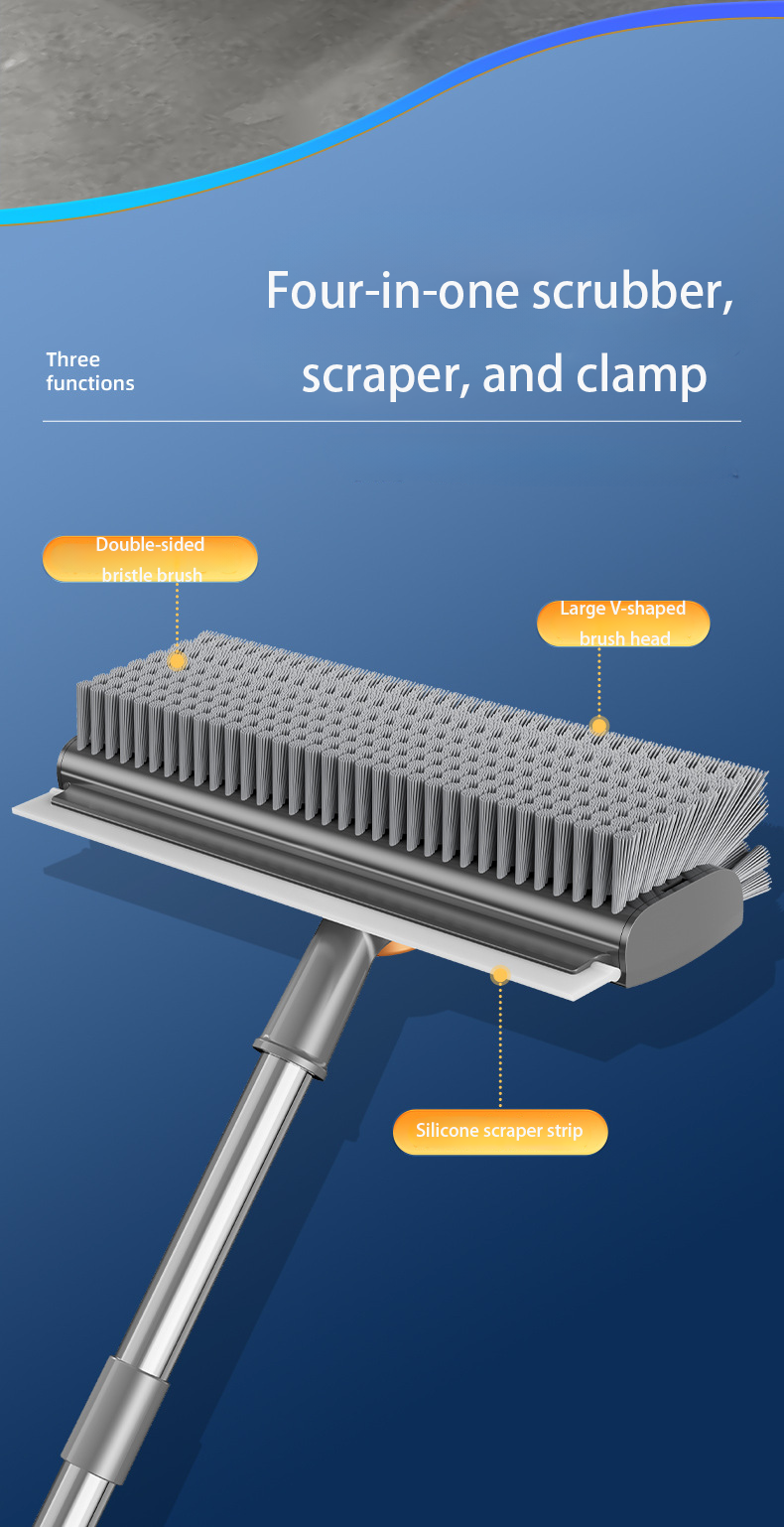 Floor Brush Toilet Bathroom Gap Brush Thickened Hard Bristle Bathroom Cleaning Brush Floor Gap Brush Dual-use for Scrubbing and Water Scraping