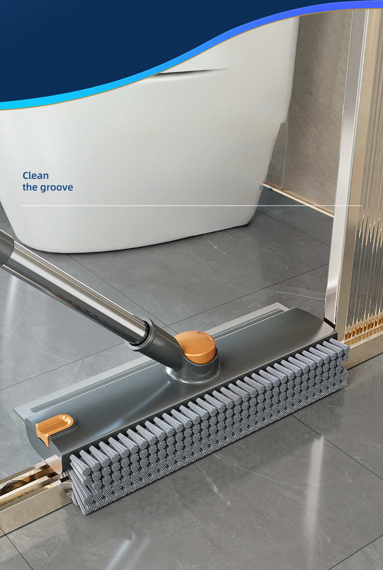 Floor Brush Toilet Bathroom Gap Brush Thickened Hard Bristle Bathroom Cleaning Brush Floor Gap Brush Dual-use for Scrubbing and Water Scraping