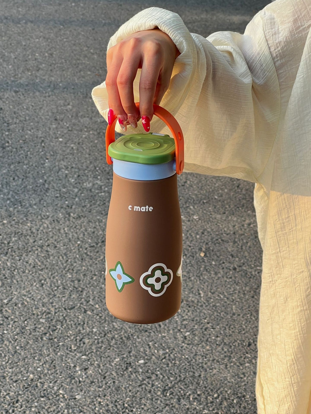 New Color-Block Geometric Milk Cup 316 Stainless Steel Insulated Cup Simple Portable Handle Cup Student Double Drinking Cup