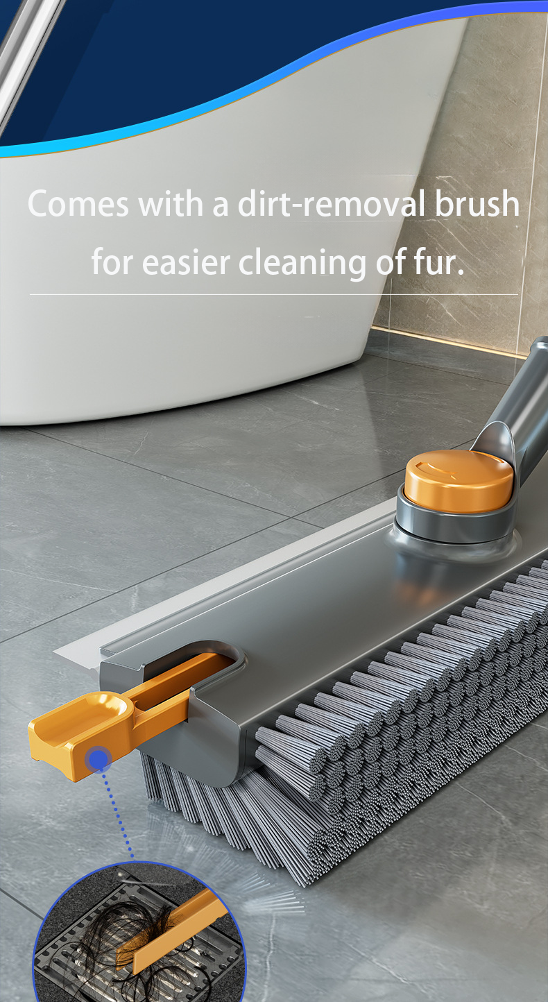 Floor Brush Toilet Bathroom Gap Brush Thickened Hard Bristle Bathroom Cleaning Brush Floor Gap Brush Dual-use for Scrubbing and Water Scraping