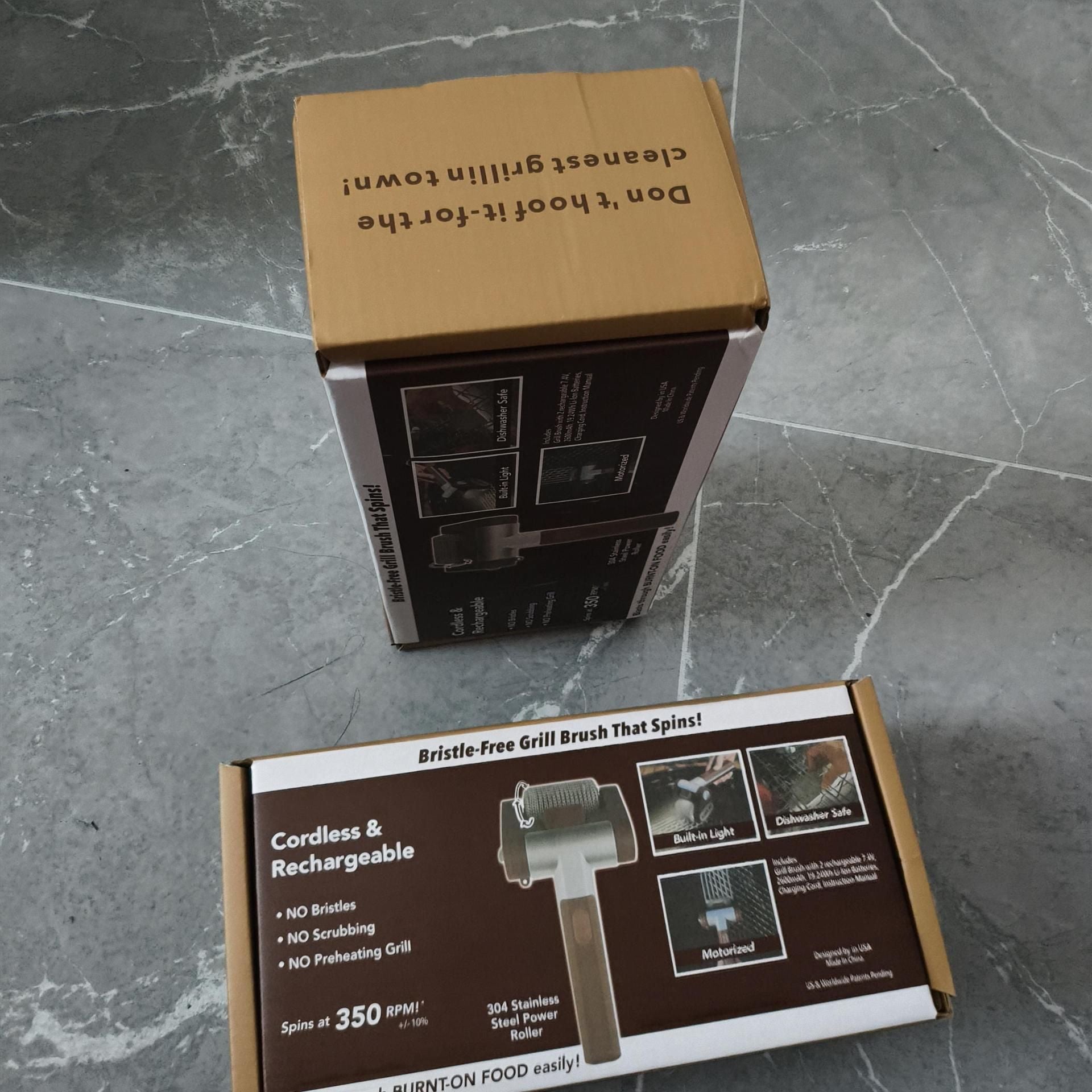 Cross-Border New Product Stainless Steel Roller BBQ Brush Rechargeable with Light Brushless Hair Removal Special Food-Grade Cleaner Brush