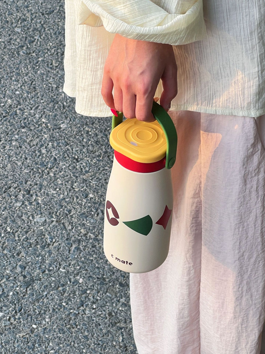 New Color-Block Geometric Milk Cup 316 Stainless Steel Insulated Cup Simple Portable Handle Cup Student Double Drinking Cup