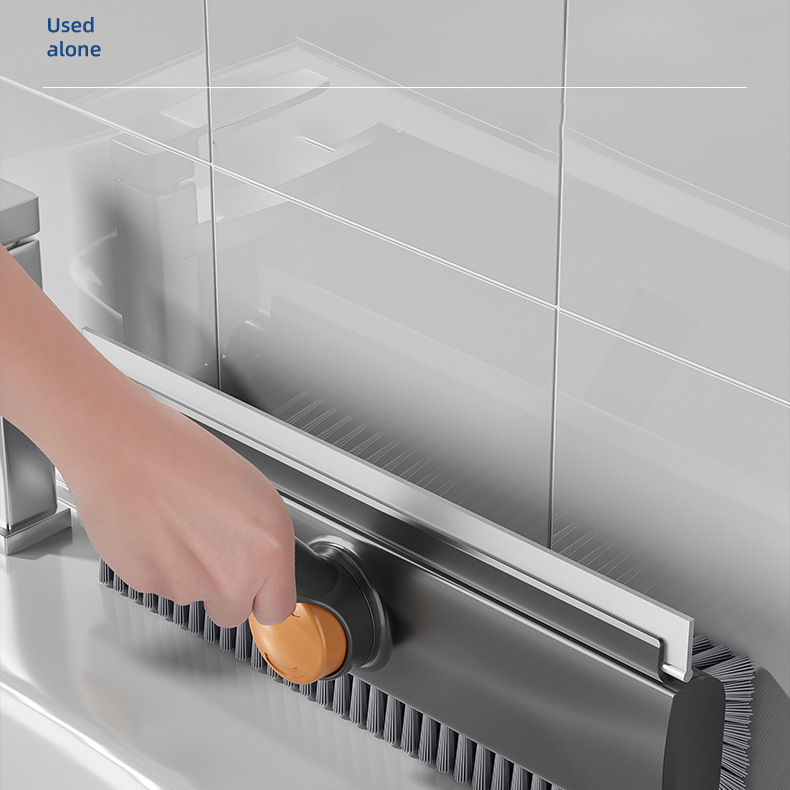 Floor Brush Toilet Bathroom Gap Brush Thickened Hard Bristle Bathroom Cleaning Brush Floor Gap Brush Dual-use for Scrubbing and Water Scraping
