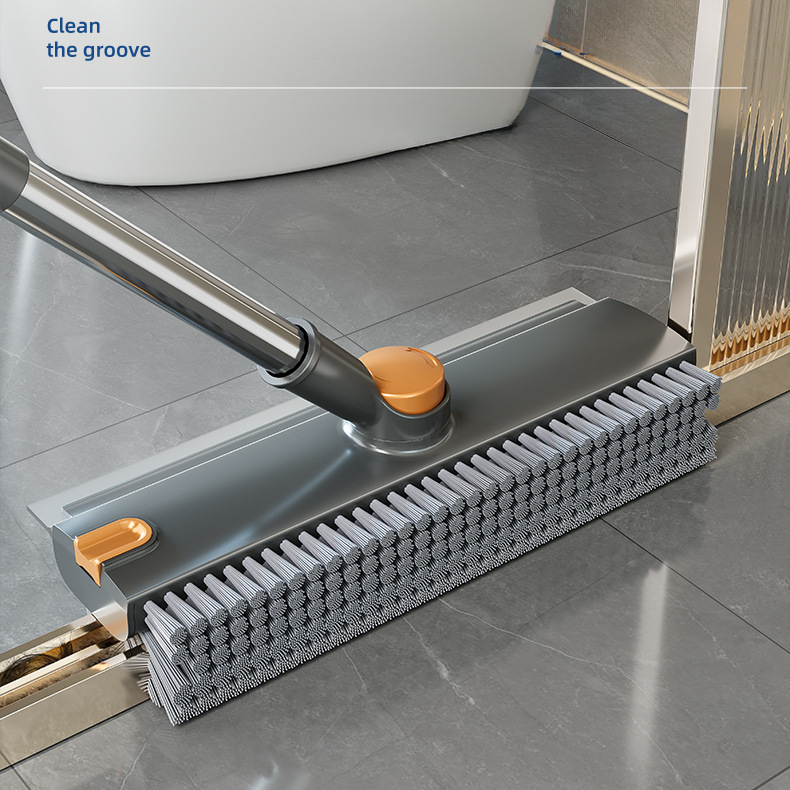 Floor Brush Toilet Bathroom Gap Brush Thickened Hard Bristle Bathroom Cleaning Brush Floor Gap Brush Dual-use for Scrubbing and Water Scraping
