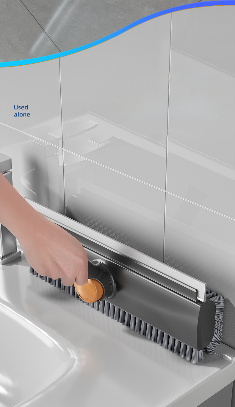 Floor Brush Toilet Bathroom Gap Brush Thickened Hard Bristle Bathroom Cleaning Brush Floor Gap Brush Dual-use for Scrubbing and Water Scraping