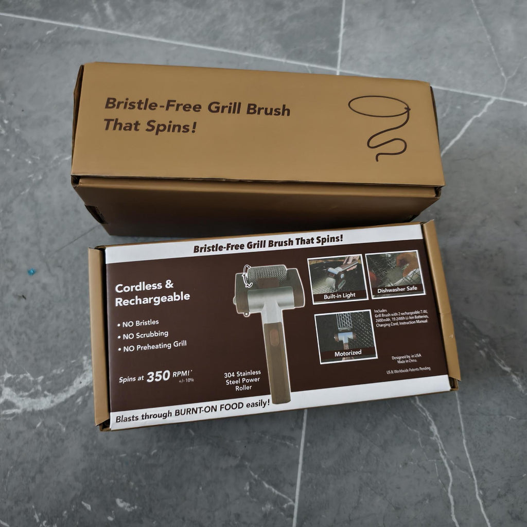 Cross-Border New Product Stainless Steel Roller BBQ Brush Rechargeable with Light Brushless Hair Removal Special Food-Grade Cleaner Brush