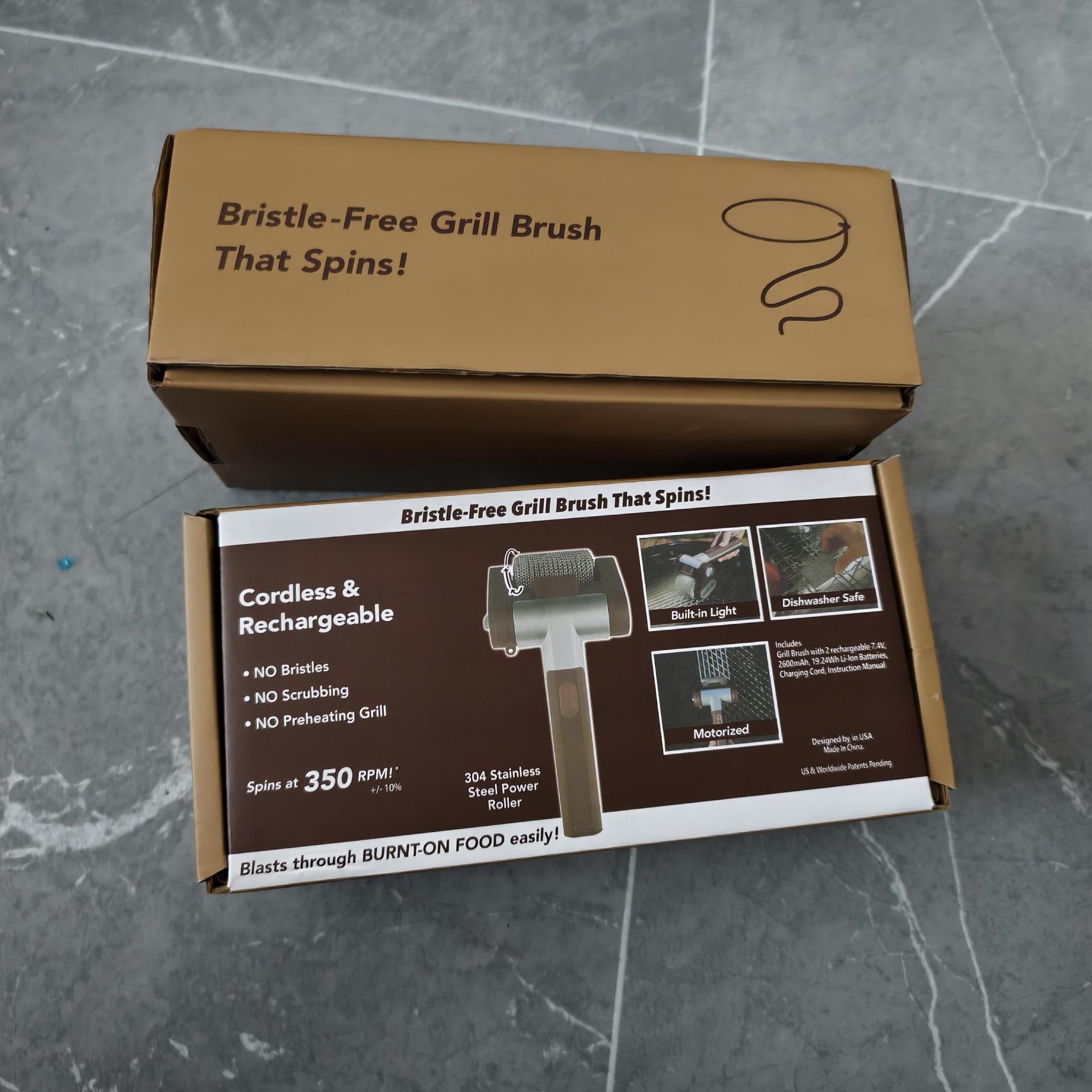 Cross-Border New Product Stainless Steel Roller BBQ Brush Rechargeable with Light Brushless Hair Removal Special Food-Grade Cleaner Brush