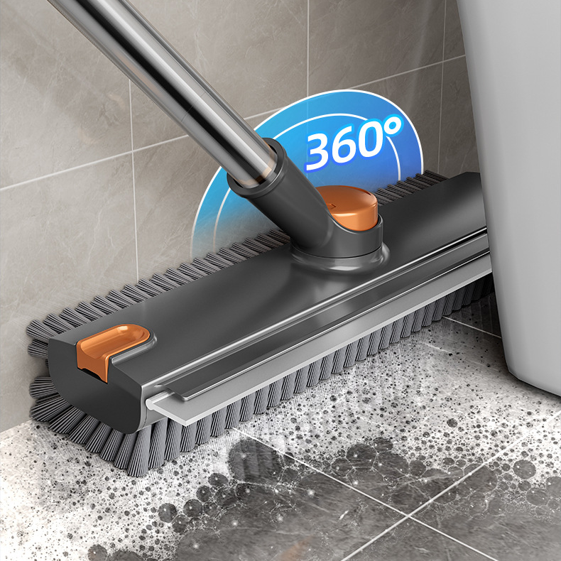 Floor Brush Toilet Bathroom Gap Brush Thickened Hard Bristle Bathroom Cleaning Brush Floor Gap Brush Dual-use for Scrubbing and Water Scraping