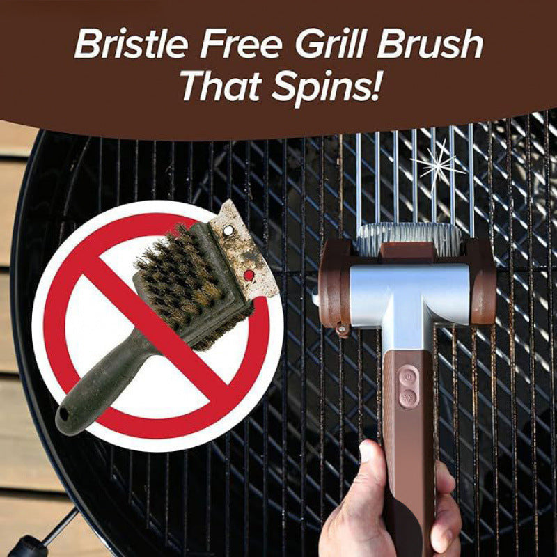 Cross-Border New Product Stainless Steel Roller BBQ Brush Rechargeable with Light Brushless Hair Removal Special Food-Grade Cleaner Brush